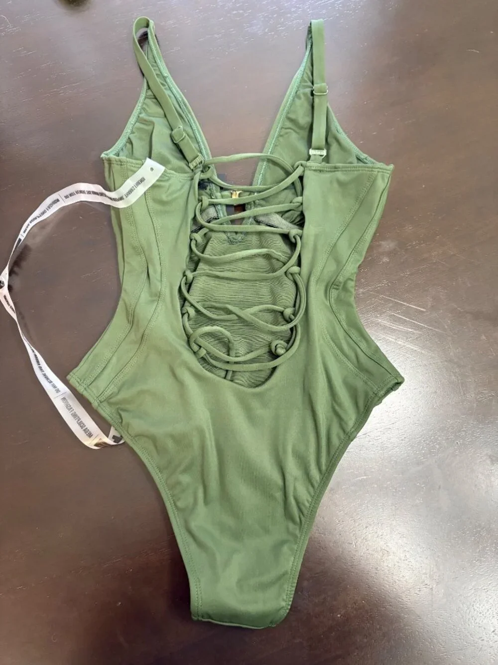 NEW TA3 Brazillian Plungey Keyhole One-Piece Swimsuit XS Short Fern Green